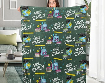 Teacher Custom Name Blanket - Teachers Appreciation Gift - Personalized Teacher Blanket - Teacher Gift - Teacher Appreciation Week DZON22