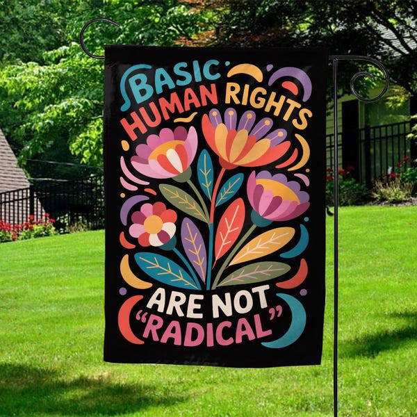 Bandera de jardín "Los derechos humanos no son políticos", letrero de justicia social, decoración de protesta por la igualdad, derechos reproductivos, orgullo LGBTQ, BLM, G5M205