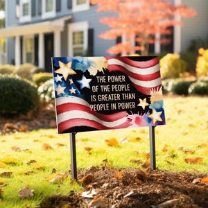 Power of the People Yard Sign, Resist Fascism, save democracy, veterans day against flag, Liberal Leftist Progressive Flag C1II20