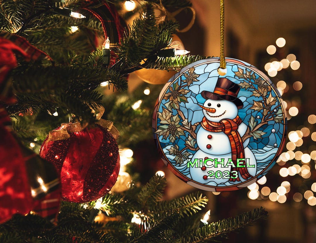 Personalized Stained Glass Christmas Ornament 2025 – Custom Name Tree ...