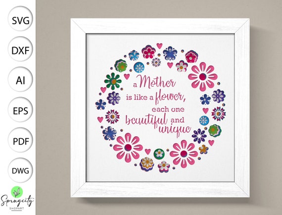 Mother Flower 3D Shadow Box Svg,Mother Quotes 3D Box Svg, Love Mom 3D Light Box Svg, Happy Mothers Day 3D Box Svg,Layered Cardstock Art