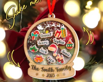 Family Ornament 2025 Personalized, Shake Ornament, Family Shaker Ornament, 4D Shake Ornament, Family Christmas, Family Keepsake C1KS18