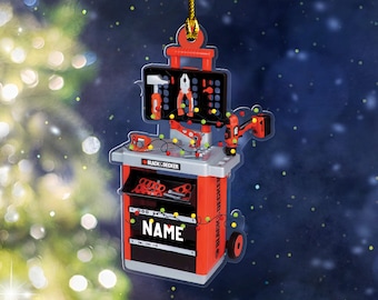 Personalized Auto Mechanic Ornament 2025,Custom Mechanic Name Christmas Ornament, Racing Toy Tool Box and Engine Block,Christmas Gift NEXL14