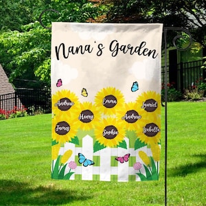 Grandma&#39;s Garden Flag, Happy Mother&#39;s Day Gift, Gift for Nana from Grandkids, Gift from Grandkids, Grandma Gift, Custom Grandmas Flag JCJM43