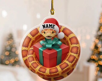 Personalized Ball Python Ornament 2025,Snake Christmas Ornament, Reptile Lover Gift, Exotic Pet Ornament, Snake Owner Holiday Decor G5PS04-4