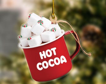Hot Cocoa With Marshmallows Ornament, Enamel Mug Of Hot Cocoa Christmas, Hot Cocoa Christmas Enamel Mug Hot Cocoa Ornaments SJ3H26
