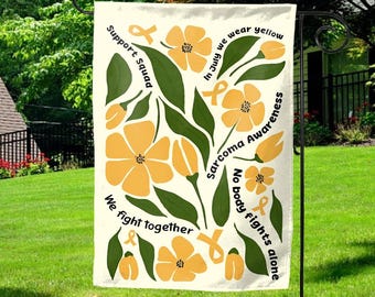 Sarcoma Cancer Awareness Garden Flag Yellow Ribbon Sunflower Flag Disease Warrior Support Gift D2GS25