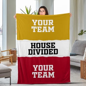 Personalized House Divided Blanket, Football, Basketball, Baseball, More Teams, Any Teams, Any League, Any College, Any Combination NEX411