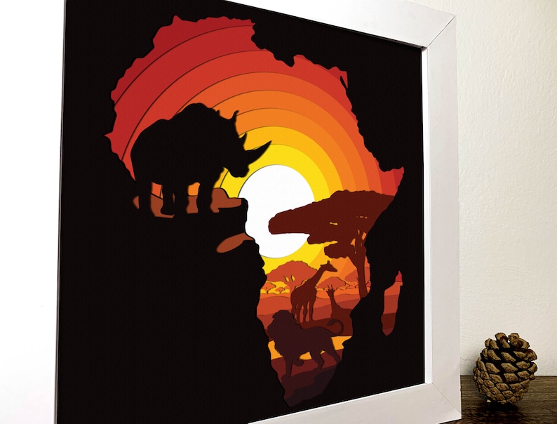 Africa Shadow Box 3D Svg africa 3D Svg africa 3D Box Svg Etsy Israel