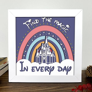 Encuentra la magia en la caja de sombras de todos los días svg, castle 3D svg, light box svg, mouse svg, 3D layered cardstock art, 3D SVG, cricut svg, silhouette