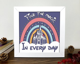 Find the Magic in Every Day Shadow Box Svg,Castle 3D Svg,Light Box Svg,Mouse Svg,3D Layered Cardstock Art,3D SVG,Cricut Svg,Silhouette