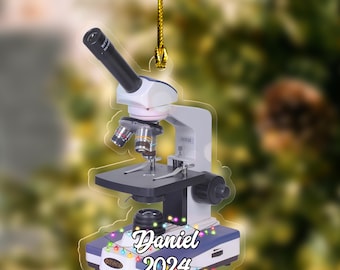 Microscope Christmas Tree Ornament Science Lover Gift| Unique Science Lab and Club Decoration Ideal Laboratory Gift D1NK14