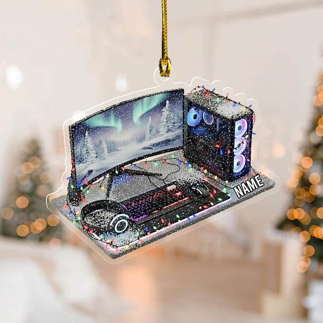 Personalized Gamer PC Ornament, Custom Gaming Computer Christmas ...