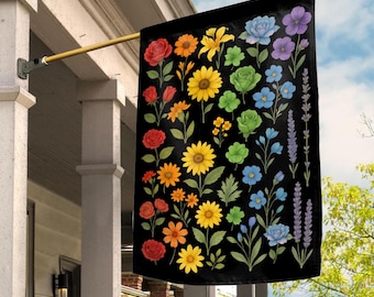 Floral Progressive Pride Flag Garden & House Banner, LGBTQ+ Flag For Home, Beautiful Flower Gay Pride Garden Flag, Pride is Beauty BZFO09