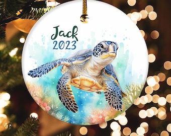 Turtle Christmas Ornament, Personalized Turtle Ornament, Turtle Gift, Christmas Turtle Decoration, 2024 Ornament E1OQ50