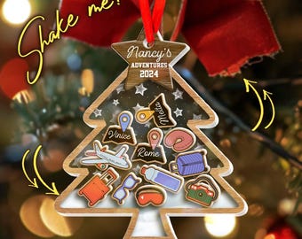 Personalized Travel Adventures Ornament, 4D Custom Shaker Ornament, Travel Christmas Ornament, Ornament Gift, Travel Decor NFWN09