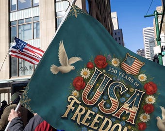 4th of July Anniversary Independence Day Flag: Floral Patriotic Anniversary Yard Decor C2FK21