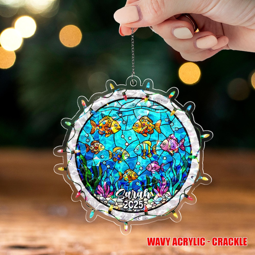Personalized Aquarium Ornament, Hologram Fish Coral Reef Christmas ...