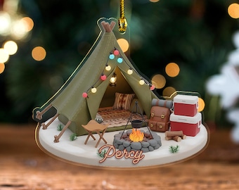 Custom Camper Christmas Ornament, Gift For Camping Lovers, Outdoor Keepsake, Road Trip Gift, Travel Adventure Decor, Camping Ornament C1MC26