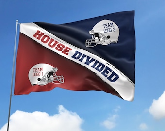 Custom House Divided Flag, House Divided Baseball, Basketball Team Flag, American Football Flag, Personalized Gifts for Him D2O105