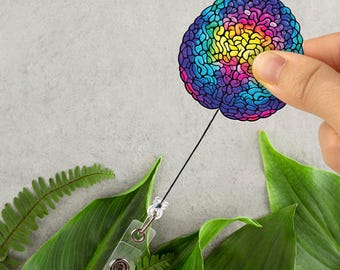 Brain Badge Reel, Brain Badge Holder, Brain Badge Clip, Brain ID Badge, Neurology Gift, Neurology Badge Reel, Neurologist Gift D2N511