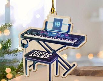 Personalized Piano Keyboard Ornament, Custom Music Lover Acrylic Ornament, Christmas Gift for Pianist 2025 JCTJ12