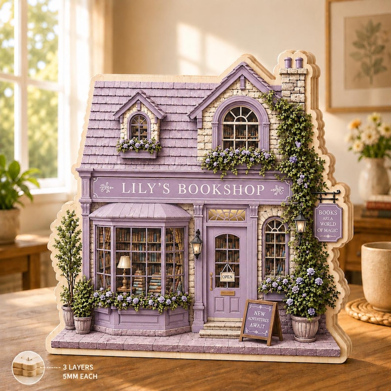 Personalized Bookshop Wooden Block, Book Lover Decor, Custom Bookstore Gift For Readers And Librarians B1FT63 Style 4
