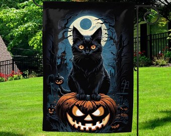 Gartenflagge 'Schwarze Katze' | Doppelseitig, 30,5 X 45,7 Cm | Wetterfest Für Draußen