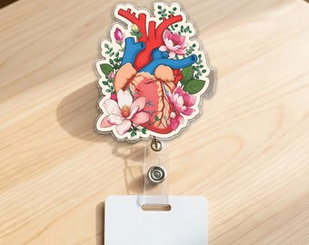 Portatarjetas de anatomía, portatarjetas médico floral, portatarjetas de esqueleto, portatarjetas de corazón, portatarjetas, portatarjetas de enfermera, regalo para el sector salud GAKN07-3