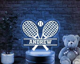 Personalized Tennis Racket Night Light-Custom LED Lamp for Tennis Player,Perfect Gift for Sports Fan,Unique Room Decor,Fun Nightlight D2DL38