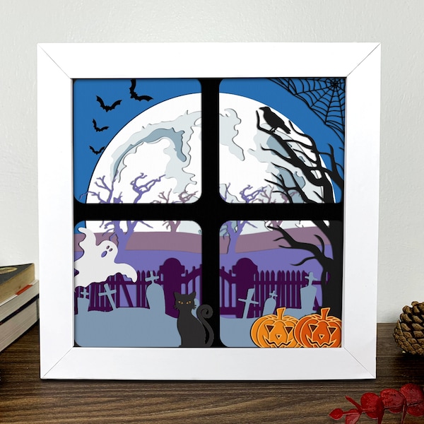 Happy Halloween Shadow Box Svg,Halloween 3D Svg,Wicth Svg,Pumpkin Svg,Black Cat Svg,Halloween Ghost Svg ,Halloween Light Box Svg ,SVG Cricut