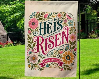 He is Risen Flag, Easter Garden Flag , Easter Bunny Flag, Welcome Yard Flag, Easter Rabbit, Spring Garden Flag, Cross Flag D2E306