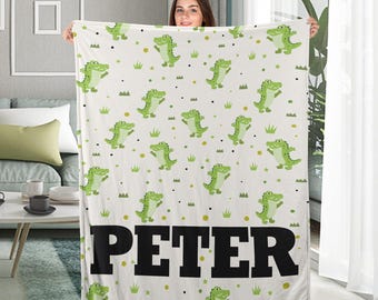 Personalized Alligator Mink Throw Blanket, Alligator Gifts Her Him Kids, Alligator Birthday Gift, Alligator blanket DZOH19