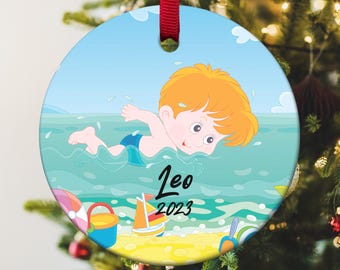 Swimming Male, Female Christmas Ornament Personalized, Swimmer Boy Girl Ornament, Learn To Swim, Swim Team Gift SG3OS22