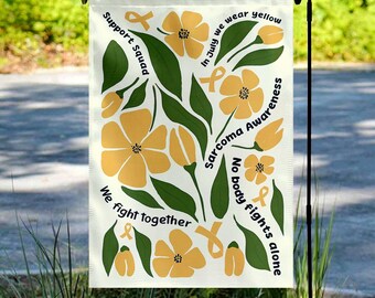 Sarcoma Cancer Awareness Garden Flag Yellow Ribbon Sunflower Flag Disease Warrior Support Gift D2GS25