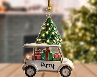 Golf Cart Christmas Ornament, Personalized Golf Car Shaped Acrylic, Golf Lovers Gifts, Golf Cart Ornament, Golf Clubs Ornament SK3N04