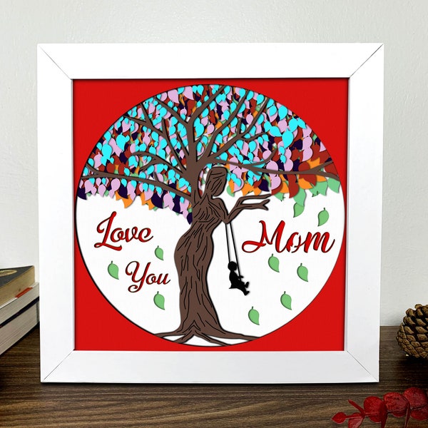 Love You Mom Shadow Box 3D Svg,Mother Day Light Box 3D Svg,Mother Day 3D ,Mom Box Svg,Files For Cricut And Silhouette,Layered Cardstock Art