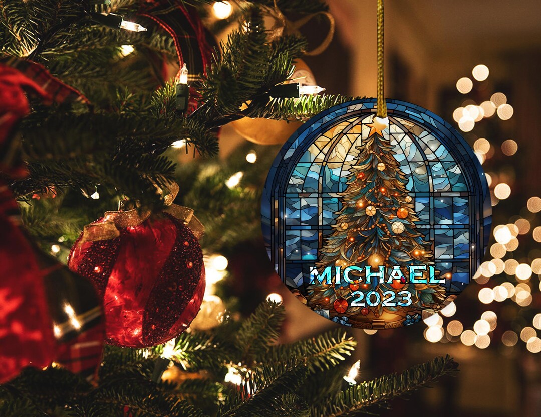 Personalized Stained Glass Christmas Ornament 2025 – Custom Name Tree ...
