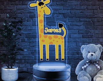 Personalized LED Night Light for Kids,Birthday Gift,Cute Animal Night Light For Kids,Custom Night Light,Kids Room Lamp,Giraffe Lamp D1OO02