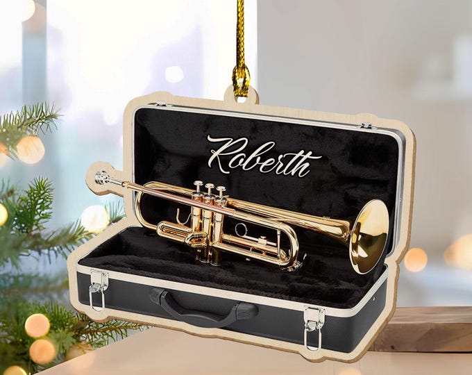 Personalized 2D Flat Trumpet Acrylic Ornament, Gift for Music Lovers and Band Players, Custom 2D Flat Musical Instrument Decoration BZJS05