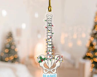 Personalized Anatomical Spine Christmas Ornament, Vertebrae & Pelvis Tree Decor, Chiropractor Physical Therapy Gift, Nurse Gift NGV520