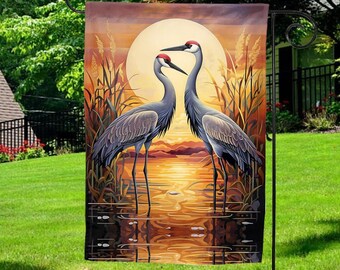 Sandhill Crane Garden Flag, 90s Birding Bird Lover Gift, Birds