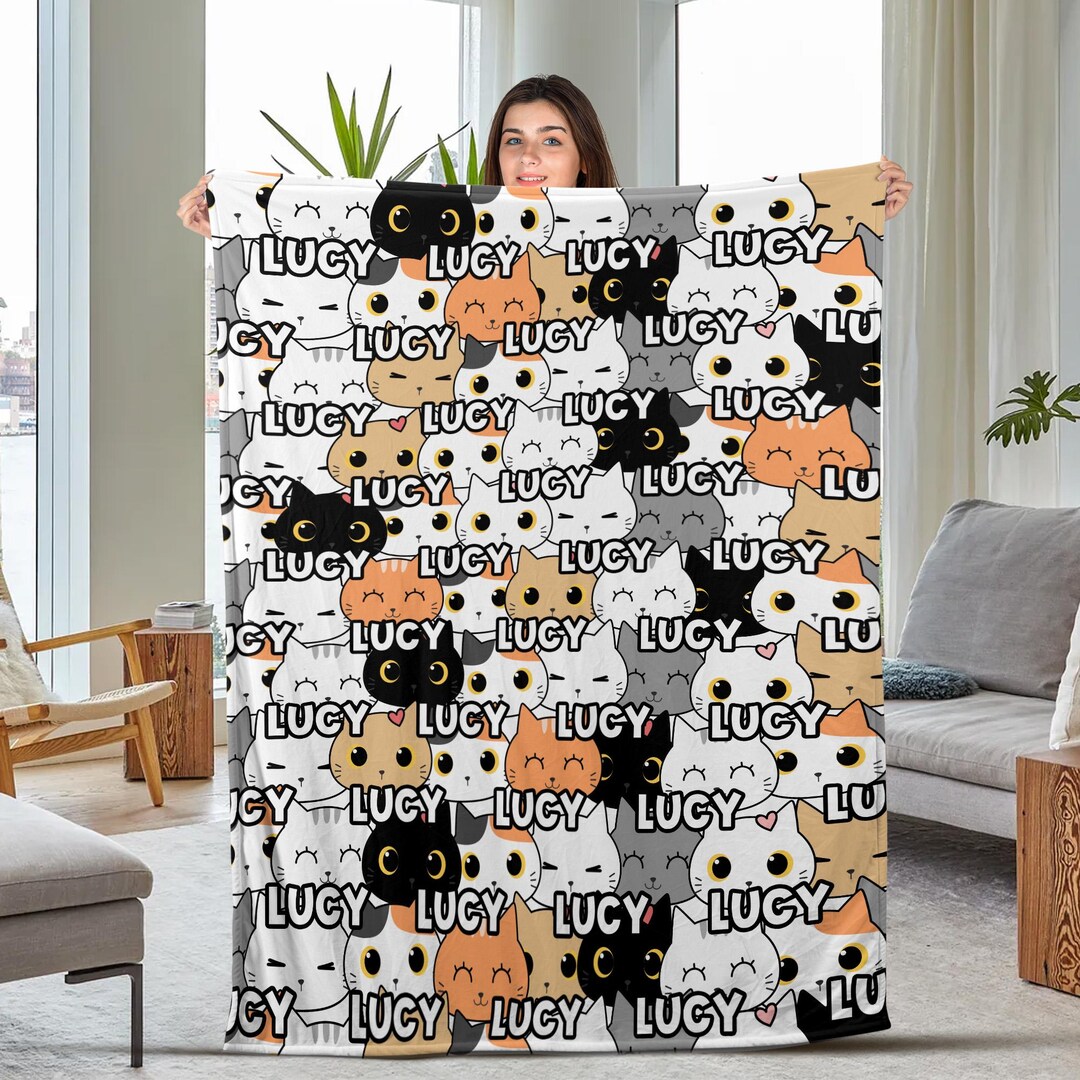 Personalized Cat Stairway To Heaven Quilt/Fleece Blanket - Gift Idea for Cat Lovers