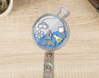 Lab Badge Reel Laboratory Tech Badge Holder MLT Gift Lab Week Gift Medical Laboratory Scientist Gift Science D2N512