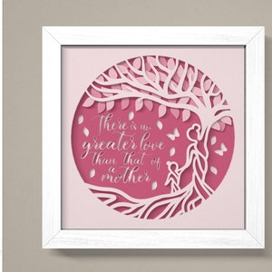 Mutter Baum 3D Schatten Box svg, glücklicher Muttertag 3D Box svg, Mutter Zitate 3D Box svg, Liebe Mama 3D Light Box svg, geschichteter Karton Art