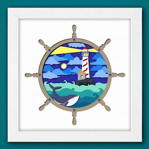 Caixa de sombra de farol 3D Svg, Farol Multicamadas Svg, Caixa de farol 3D, Arquivos Cricut de farol, Arte em cartolina em camadas, Modelo de caixa de sombra