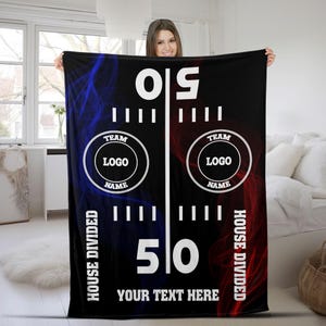 Custom House Divided Blanket, Custom College Football Blanket, Custom Favorite Teams Blanket, Sport Team Logo Blanket, Sport House NGNS15