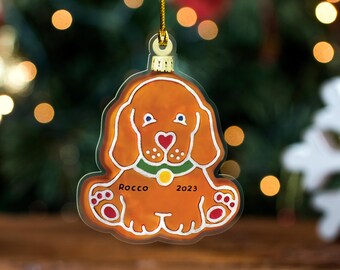Custom Dog Xmas Ornament, Gingerbread Dog Hand Personalized Xmas Ornament, Dog Xmas Tree Ornaments, Dog Ornaments Gingerbread KBUY24