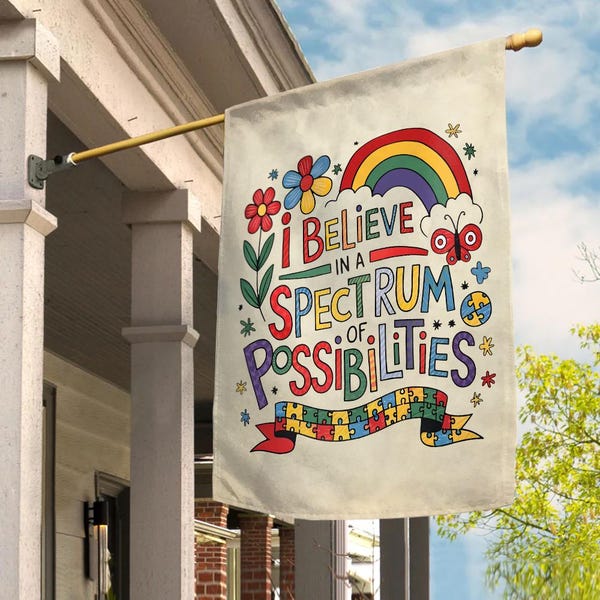 I Belive In A Spectrum Of Possibilities Flag, Retro Autism Bow Flag, Autism Awareness Flag, Autism Flag, Neurodiversity Flag C1FP13