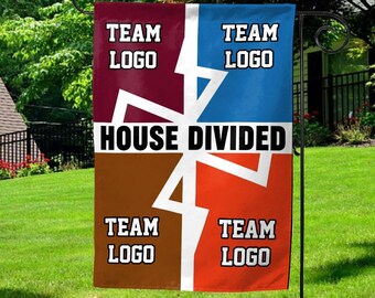 House Divided Garden Flag, Custom House Divided Football Garden Flag, Sport team Flag, Sport Gift for Husband, College Football Fan D2LK05-6